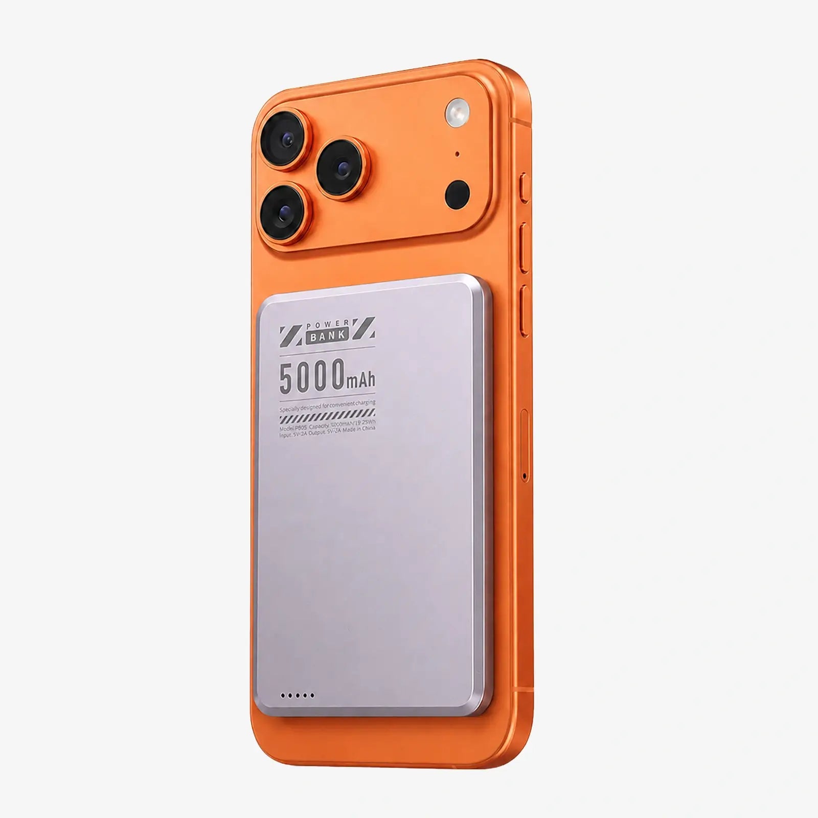 Phone case with 5000mAh label on a white background