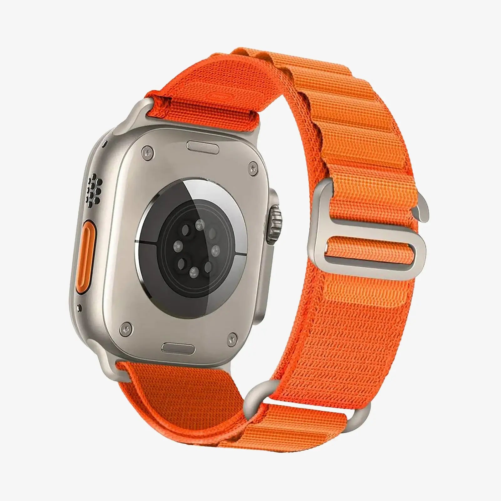 Smartwatch with an orange band on a white background