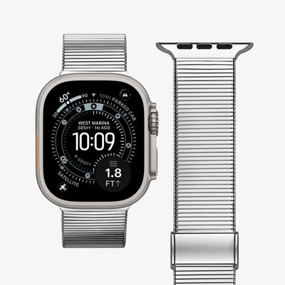 Smartwatch with metal band on a white background