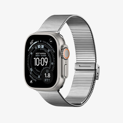 Smartwatch with a metal band on a white background
