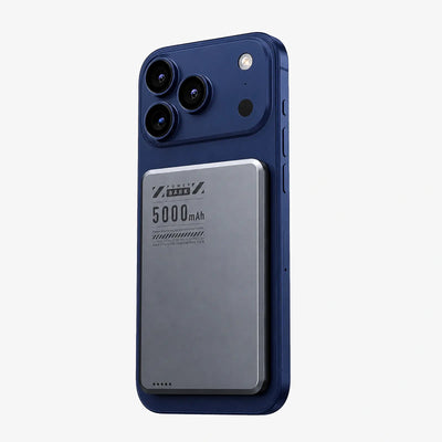 Phone case with 5000mAh battery indicator on a white background