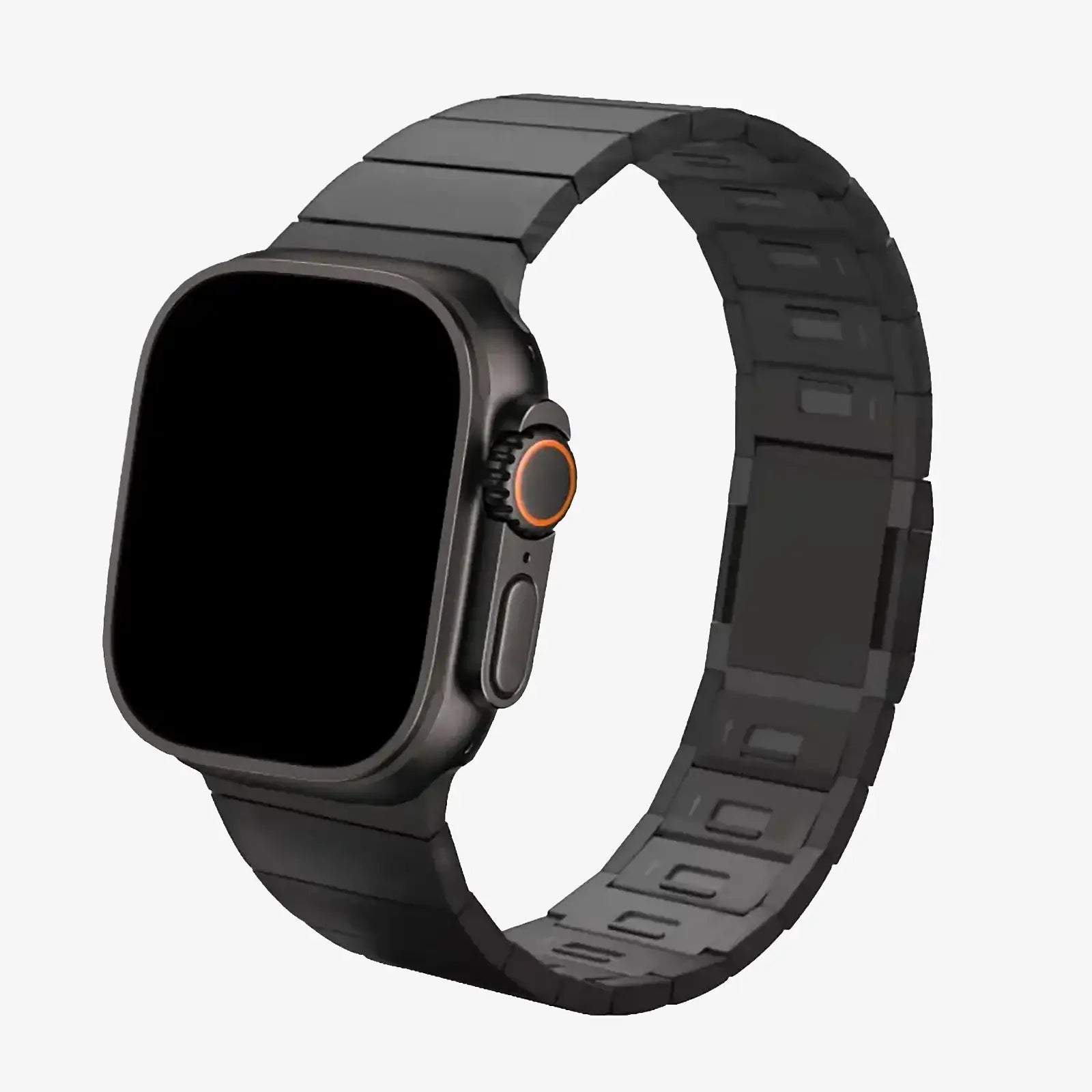 Smartwatch with a black band on a white background