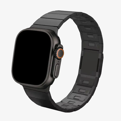 Smartwatch with a black band on a white background