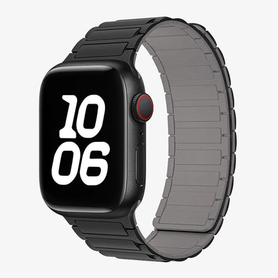 Smartwatch with a black band on a white background