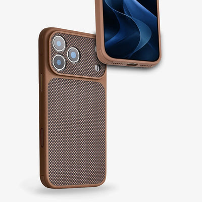 Brown textured phone case on a white background