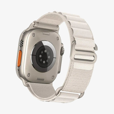 Smartwatch with a beige strap on a white background